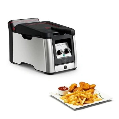Imagen de Tefal FR600D Clear Duo Freidora para freír con menos humo y olores, capacidad 1,2 kg, termostato, temporizador, gran ventana sin empañamiento, apta lavavajillas, acero inoxidable/negro