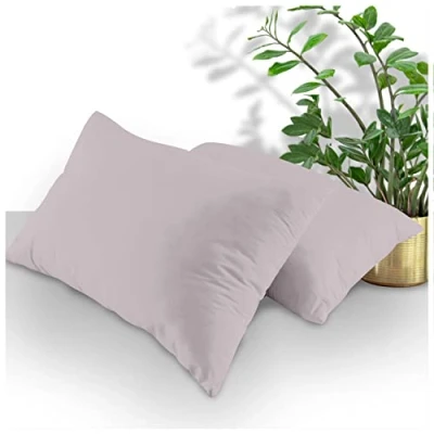 Imagen de GC GAVENO CAVAILIA Diamante Bajera Ajustable de polialgodón fácil Cuidado, sábanas teñidas Lisas o Fundas Almohada para ama casa, Paquete, Gris, 2 X Pillow Case