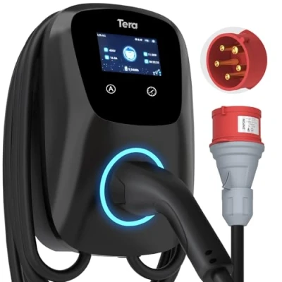Imagen de Tera Cargador EV Tipo 2 de 11KW para Uso doméstico, Certificado CE y TüV, Equipado con App/WLAN/Bluetooth, Cable Carga 7 Metros, Enchufe trifásico CEE, Negro