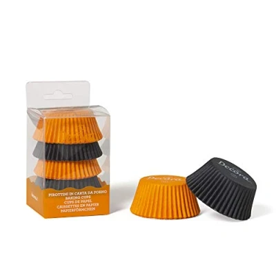 Imagen de DECORA, 0339645 Moldes para Muffins Naranja y Negro, Muy Prácticos Hornear, Presentar Regalar Muffins, Resistentes hasta 220C, En un Práctico Blister
