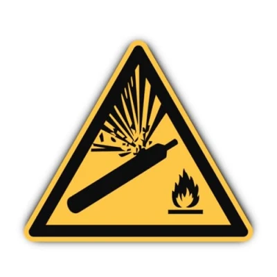 Imagen de Advertencia de bombonas gas: W029 DIN EN ISO 7010 / ASR A1.3 pegatina: 20 cm diámetro, 1 unidad.