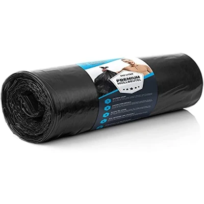 Imagen de 10 juegos de bolsas basura 240L ULTRA a prueba desgarros 70µ XL para uso doméstico e industrial fuertes en eliminación desechos LDPE 100 cm x 125