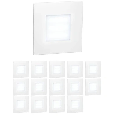 Imagen de ledscom.de 15 LED luz de escalera/plafón empotrado FEX para interior y exterior, angular, 85 x 85mm, blanco frío