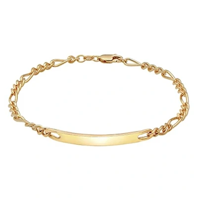 Imagen de Kuzzoi Pulsera de identificación Plata para Hombre, Hecha a Mano Figaro (4 mm) Ley 925 Maciza chapada en Oro, Hombre con Placa grabada