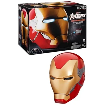 Imagen de Avengers Marvel Legends Series, Casco electrónico premium de Iron Man con efecto luces, Endgame, Artículo para juego rol adultos