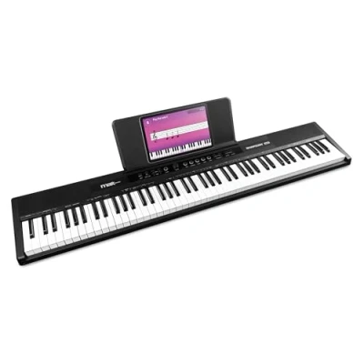 Imagen de MAX Rhapsody DP88 Piano teclado digital de 88 teclas sensibles al tacto, altavoces estéreo, pedal sustain, 10 sonidos, ritmos, 26 canciones demo, efectos, conexión USB/Midi, soporte partituras