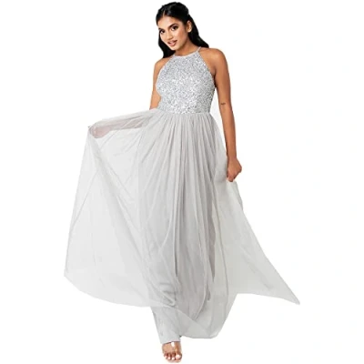 Imagen de Maya Deluxe Vestido de Novia para Mujer Dama Honor, Gris Suave, 46
