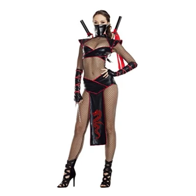 Imagen de Starline Disfraz de asesino seductor para mujer, Negro/Rojo, XL