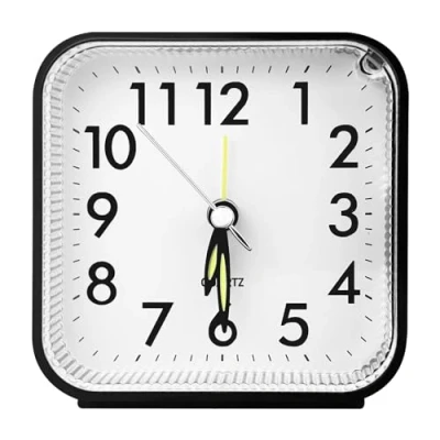 Imagen de Nutabevr Reloj Despertador Silencioso Sin Tictac con Luz Nocturna Función de Repetición, Mesa, Pequeño Viaje Puntero Luminoso, para Dormitorio, Oficina, Viajes