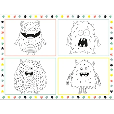 Imagen de Folat 68340 Manteles individuales para colorear Monster Bash 6 piezas, multicolor, medio