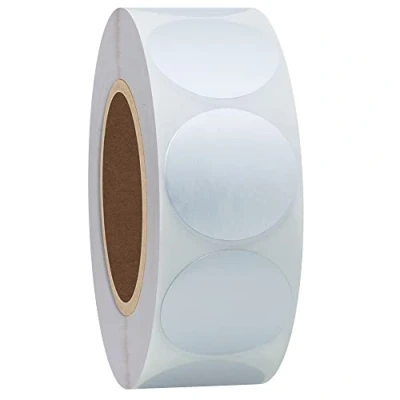 Imagen de Hybsk Argenté métallique étiquettes 25 mm ronds Code couleur Dots Stickers Total 1000 par rouleau 1 Roll blanc