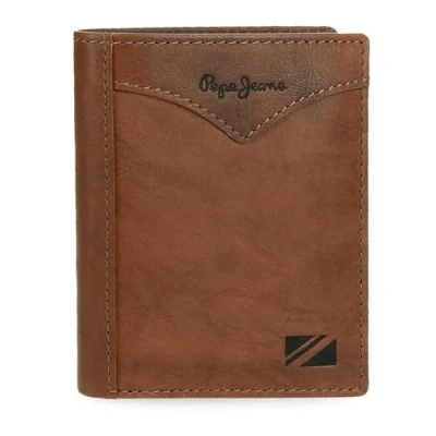 Imagen de Pepe Jeans Jacket Cartera Vertical con Monedero Marrón 8,5x10,5x1 cms Piel by Joumma Bags