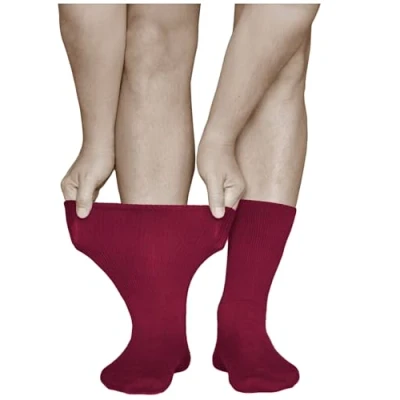 Imagen de vitsocks Calcetines Extra Anchos Diabéticos No Aprietan Hombre (3 PARES) Pies Hinchados, burdeos, 44 46