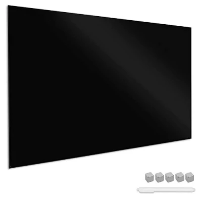 Imagen de Navaris Pizarra magnética de Vidrio Tablero Notas Cristal 90 x 60 CM Tablón recordatorios con rotulador imanes y Soporte En Negro