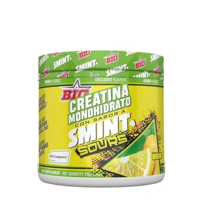 Imagen de BIG Creatina Monohidratada Creapure® en Polvo, Mejora el Rendimiento Físico, Sabores exclusivos, Rápida absorción, Vegana (210g, Smint Sours Lemon)