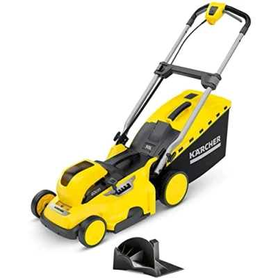 Imagen de Kärcher 36 V Cortacésped LMO 40, ancho de corte 40 cm, altura 20 70 mm, cuña mantillo, recipiente 50 l, rendimiento máx. 275 550 metros cuadrados, compatible con batería