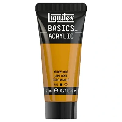 Imagen de Liquitex Basics Pintura Acrílica, Para Bellas Artes y Manualidades, Resistentes a la Luz, Viscosidad Media, Acabado Satinado, Tubo de 22 ml Amarillo Oxido