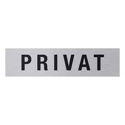 Imagen de Metafranc Cartel adhesivo &quot;Privat&quot; 160 x 40 mm de aluminio en moderno aspecto acero inoxidable Parte trasera autoadhesiva/señalización/cartel informativo/cartel prohibición