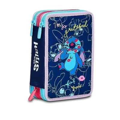 Imagen de Seven Lilo &amp; Stitch My Alien Pal Estuche de 3 cremalleras, Niños, Turquesa, Talla única