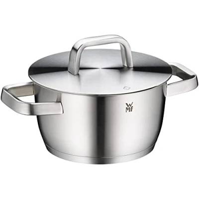 Imagen de WMF Iconic olla pequeña para Cocinar (18 cm, tapa de metal, 2,3 l, con tapa, acero inoxidable Cromargan pulido, sin revestimiento)