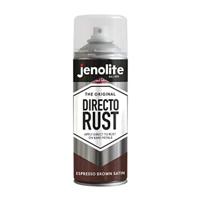Imagen de JENOLITE DIRECTORUST Pintura en aerosol satinada MARRÓN EXPRESO 400ml multisuperficie todo uno: metal, madera, plástico Aplicar directamente sobre el óxido RAL 8017