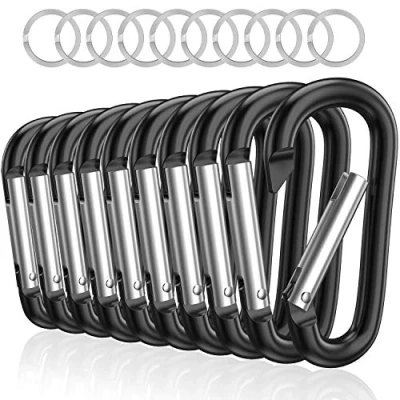 Imagen de sprookber 3&quot; Mosqueton D Aluminio en Forma, Mosquetones Gancho Resorte para Llavero, 10 Piezas