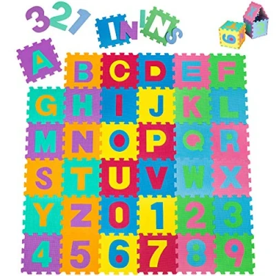 Imagen de TecTake Manta de Juegos Alfabeto Puzzle Alfombra Rompecabezas 86 Piezas Goma Espuma EVA