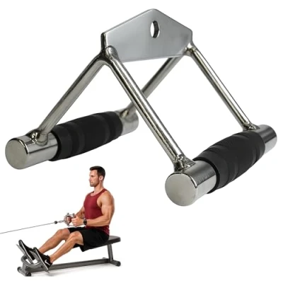 Imagen de MuscleForge® Barra de presión en Forma V, Paralelo para Equipos Fitness, Agarre la Polea, Double D Pulley Attachment Remo