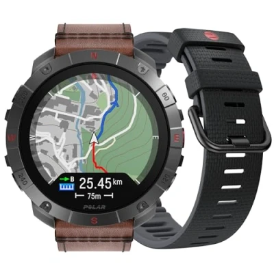 Imagen de Polar Outdoor Multisport Watch Premium Grit X2 Pro Titan: un Reloj Robusto de Titanio con GPS, navegación Avanzada, Registro Actividad y tecnología biosensores una Correa Piel Adicional.
