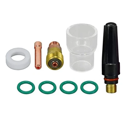 Imagen de RIVERWELD TIG Lente de gas corta Cuerpo Pinza 17GL332 2,4 mm 10N24S y copa vidrio Kit n. 12 para DB SR WP 17 18 26 Accesorios soldadura con soplete 9 piezas