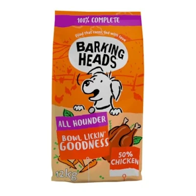 Imagen de Barking Heads Comida Seca para Perros Bowl Lickin&#039; Chicken Pollo 100% natural sin aromas artificiales, Ayuda a mejorar la digestión y salud de las articulaciones, 12 kg