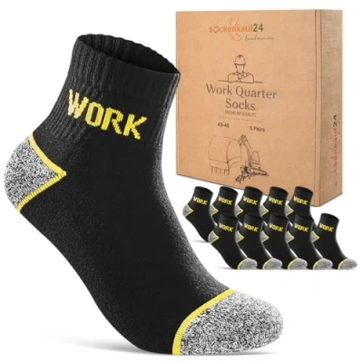 Imagen de Calcetines de Trabajo Hombre Cortos Verano Quarter WORK Socks (Negro 47 50)