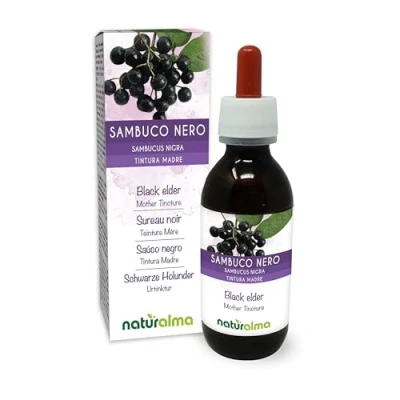 Imagen de Saúco negro (Sambucus nigra) flores y frutos Tintura Madre sin alcohol Naturalma Extracto líquido gotas 120 ml Complemento alimenticio Vegano