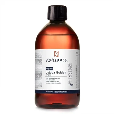 Imagen de Naissance Aceite De Jojoba Orgánico (No. 233) 450ml Sin Refinar Prensado En Frio Tratamiento 100% Natural Hidratante Para Cara, Pelo, Uñas, Barba, Cuerpo