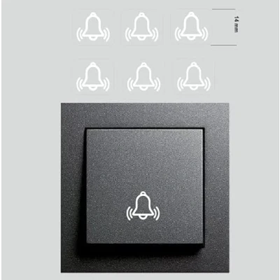 Imagen de 6 pegatinas con interruptor de campanas en blanco como símbolo (RP19/1) (20 mm)