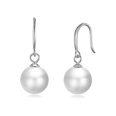 Imagen de Aretes colgantes de perlas blancas plata esterlina