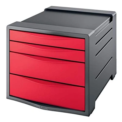 Imagen de Esselte Group Europost Vivida Cajonera para documentos (4 cajones, poliestireno), color rojo