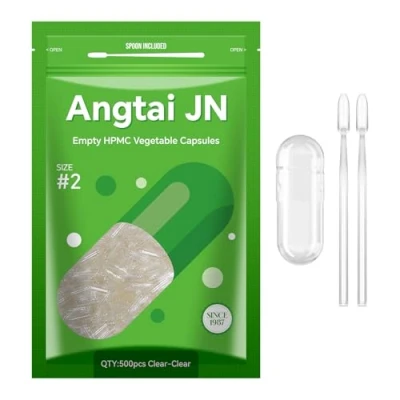 Imagen de AngtaiJN cápsulas veganas vacías Tamaño 2 transparentes para rellenar con microcucharas, de bricolaje 2, 500 piezas