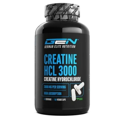 Imagen de Creatine HCL 180 Capsulas Alta Dosis con 3000 mg Puro Clorhidrato de Creatina Absorción Biodisponibilidad Vegano