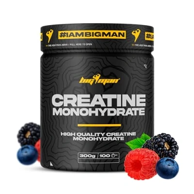 Imagen de BigMan Creatina Monohidrato 300Gr (Frutas del Bosque) 200 Mesh Incrementa Resistencia Potencia los Efectos de Entrenamientos Crecimiento Muscular