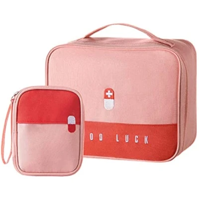 Imagen de 2Pcs Botiquín de Primeros Auxilios,Primeros Auxilios Portátil Bolsa,Kit Auxilios,para Oficina,Hogar, Deportes, Viajes, Senderismo,Camping (Rosa)