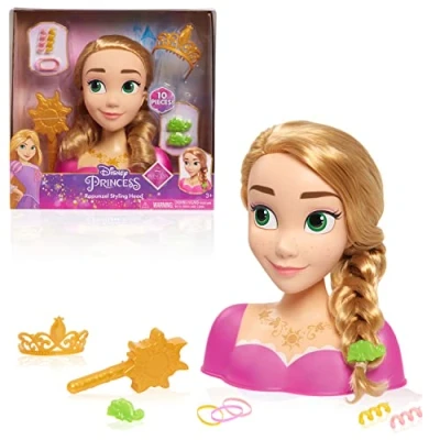 Imagen de Cabeza para Peinados Princesa Rapunzel de Disney, Pelo Rubio, Juego simulación 10 Piezas, enredado, Juguetes niños a Partir 3 años Just Play