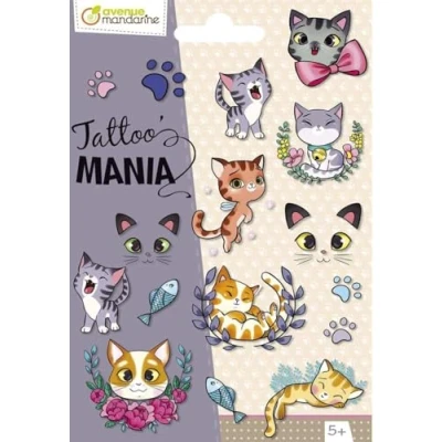 Imagen de Clairefontaine ES AVENUE MANDARINE hoja de 10 tatuajes temporales para niños Gatos 1 tatoos 12,8 x 9 cm A partir 5 años CC056C Tattoo&#039; Mania