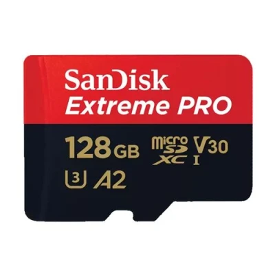 Imagen de Tarjeta Micro SDXC SanDisk Extreme PRO, 128 GB, Hasta 200 MB/s, UHS I, U3, V30, A2, 4K UHD y Full HD, Negro