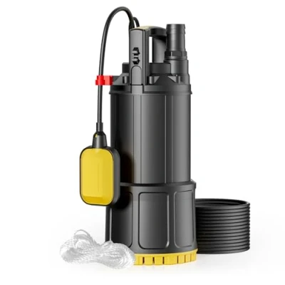 Imagen de Wiltec bomba de agua sumergible 1000 W caudal 5500 l/h altura máx. 30 m, profundidad inmersión 7 con interruptor flotador y termorregulador, para limpia