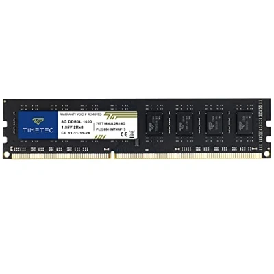 Imagen de Timetec DDR3L/DDR3 1600MHz PC3L 12800/PC3 12800 Non ECC Unbuffered CL11 2Rx8 Dual Rank 240 Pin UDIMM Desktop PC Computer Memory RAM Module Upgrade (8GB)
