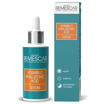 Imagen de Remescar Serum Facial Vitamina C y Ácido Hialurónico 30ml Potencia el Colágeno, Repara, Alisa, Reafirma e Ilumina la Piel Reparador para Hidratación Intensa Tecnología del Microbioma