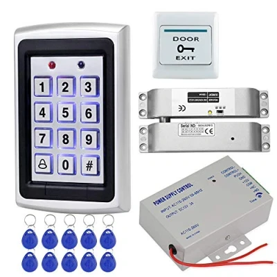 Imagen de HFeng Kit Sistema Control Acceso Metal 125KHz RFID Teclado Lector EM Reader + Cerradura Perno Eléctrico Fuente Alimentación DC12V / 3A 10pcs Llaveros Keychains