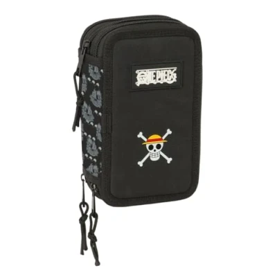 Imagen de Safta One Piece Pirates Estuche Escolar con 37 Útiles Incluidos, Infantil, Niño, Ideal para Niños de 5 a 14 Años, Cómodo y Versátil, Calidad Resistencia, 12.5x5.5x19.5 cm