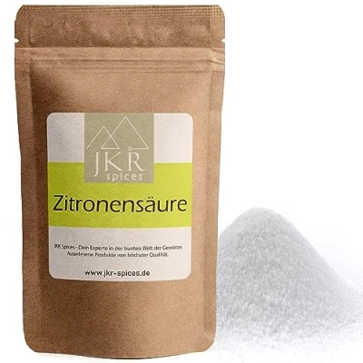 Imagen de JKR Spices® 500 g de ácido cítrico en polvo calidad alimentaria E330 como acidulante y conservante para cocinar hornear descalcificador o limpiador general